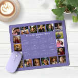 2025 Lavender Multiple Photo Collage Calendar Mouse Pad<br><div class="desc">🌟2025 Lavender Purple Periwinkle Multiple Photo Collage Calendar Mouse Pad featuring a simple, minimalist year-at-a-glance calendar and 18 of your favourite photos. All the colours are all customisable. Makes a great gift for grandparents, parents, aunts, uncles, godparents, and more! Please contact us at cedarandstring@gmail.com if you need assistance with the...</div>