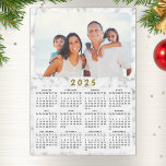 2025 Magnetic Calendar White Marble Your Photo<br><div class="desc">Create a unique 2025 full year calendar magnet with a custom photo on a stylish white marble background. The black, grey and white design with a colourful picture is perfect as a practical gift idea or a keepsake for Christmas and New year for family, friends, colleagues and everyone who you'd...</div>