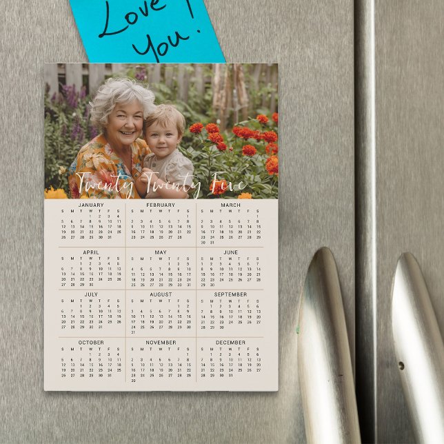 2025 Magnetic Photo Calendar Full Year 5x7 Card (2025 Magnetic Photo Calendar from the Personalized Calendars Collection by Darling & May)