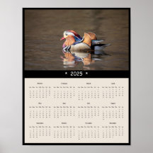 2025 Mandarin Duck Wall Calendar Poster