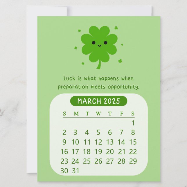 2025 March Monthly Cute Motivational Calendar Invitation (Front)