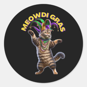 2025 Matching Mens Womans Funny Meowdi Gras Cat Ma Classic Round Sticker