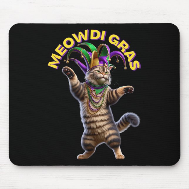 2025 Matching Mens Womans Funny Meowdi Gras Cat Ma Mouse Pad (Front)