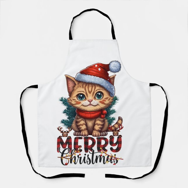 2025 Merry Christmas Cat Apron (Front)