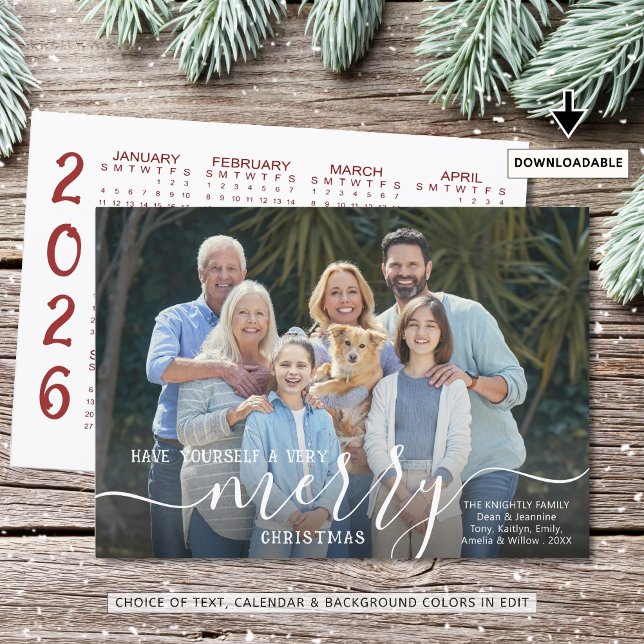 2025 MERRY CHRISTMAS Photo Overlay 2026 Calendar Holiday Card (Creator Uploaded)