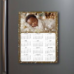 2025 Mini Calendars | Personalised Photo<br><div class="desc">A cute little 2025 mini calendar to stick on your frig! Add your new baby's photo and edit the family name in the personalise area. Gold background.</div>