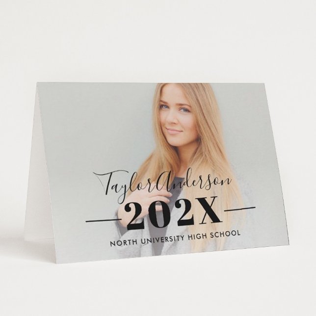 2025 Minimalist Black Custom Photo Graduation Thank You Card (Creator Uploaded)