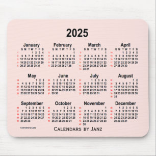 2025 Misty Rose 52 Weeks Calendar by Janz Mouse Pad