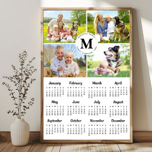 2025 Modern Family 4 Photo Collage Custom Calendar Poster