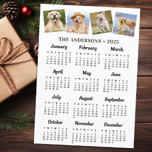 2025 Modern Full Year 12 Month Calendar 4 Photos  Holiday Card