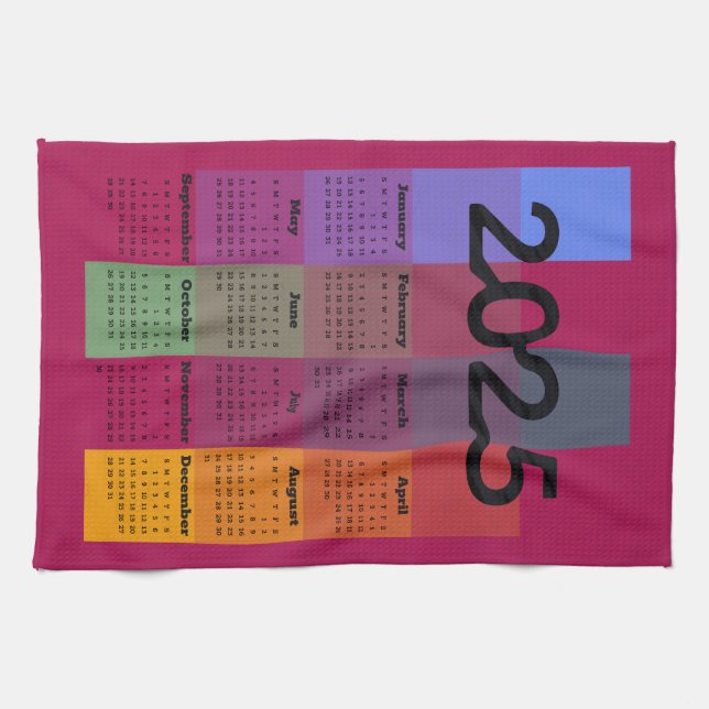 2025 Modern Geometric Calendar Tea Towel (Horizontal)