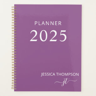 2025 Modern Girly Dusty Purple Monogram Name Planner