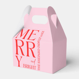 2025 Modern Merry and Bright Red Pink Christmas Favour Box