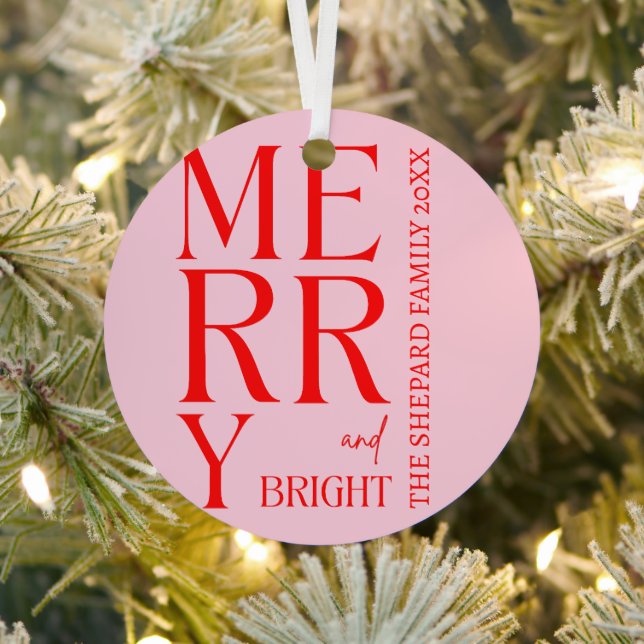 2025 Modern Merry and Bright Red Pink Christmas Metal Tree Decoration (Insitu)