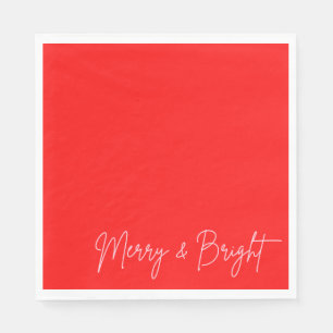 2025 Modern Merry and Bright Red Pink Christmas Napkin
