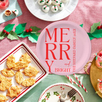 2025 Modern Merry and Bright Red Pink Christmas