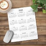 2025 Modern Minimalist Black and White Calendar Mouse Pad<br><div class="desc">🌟This is for 2025🌟 2025 Modern Simple Black and White Calendar Mouse Pad featuring a simple,  minimalist year-at-a-glance calendar. This is a simple black and white,  but the colours are all customisable. Please contact us at cedarandstring@gmail.com if you need assistance with the design or matching products.</div>