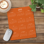 2025 Modern Minimalist Burnt Orange Calendar Mouse Pad<br><div class="desc">🌟This is for 2025🌟 2025 Modern Simple Burnt Orange and White Calendar Mouse Pad featuring a simple,  minimalist year-at-a-glance calendar. The colours are all customisable. Please contact us at cedarandstring@gmail.com if you need assistance with the design or matching products.</div>