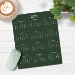 2025 Modern Minimalist Forest Green Calendar Mouse Pad<br><div class="desc">🌟This is for 2025🌟 2025 Modern Simple Forest Green and White Calendar Mouse Pad featuring a simple,  minimalist year-at-a-glance calendar. The colours are all customisable. Please contact us at cedarandstring@gmail.com if you need assistance with the design or matching products.</div>