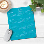 2025 Modern Minimalist Teal Blue Calendar Mouse Pad<br><div class="desc">🌟This is for 2025🌟 2025 Modern Simple Aqua Teal Turquoise Blue and White Calendar Mouse Pad featuring a simple,  minimalist year-at-a-glance calendar. The colours are all customisable. Please contact us at cedarandstring@gmail.com if you need assistance with the design or matching products.</div>