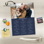 2025 Modern Navy Blue Family Name Photo Calendar<br><div class="desc">2025 Customisable Family Name and Photo Magnetic Calendar featuring your personalised photo and name. 🌟Designed for 2025 only, and perfect for small gifts, stocking stuffers, or in place of holiday cards! This version is a chic Navy Blue, but the colours are fully customisable. Please contact us at cedarandstring@gmail.com if you...</div>