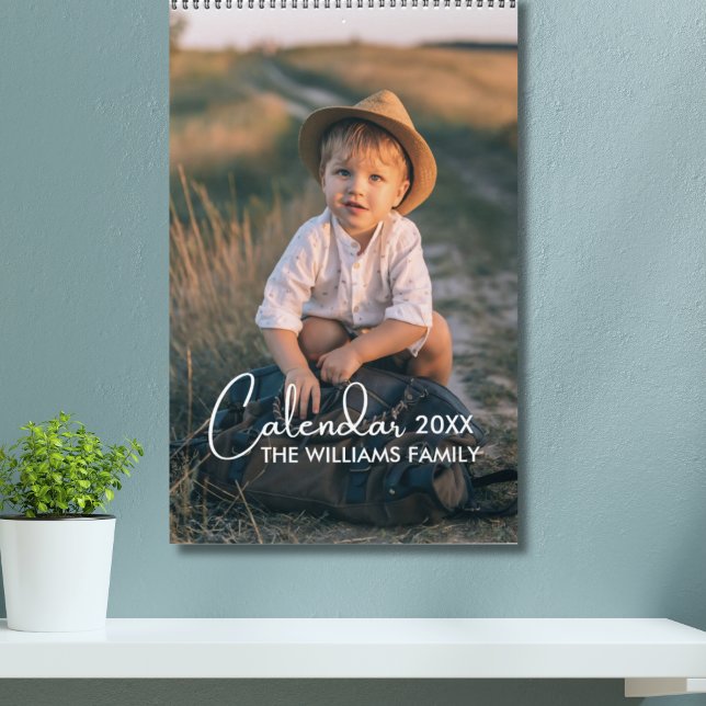 2025 Modern Script Typography Minimal Multi Photo Calendar (Family Calendar)