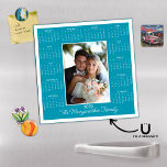 2025 Modern Teal Blue Photo Magnetic Calendar<br><div class="desc">2025 Photo Magnetic Calendar Magnet Teal Blue Holiday Card in modern, classic Turquoise Teal Blue. Add your photo and name for a fun, personalised gift! Perfect for stocking stuffers or small gifts for friends, family, and loved ones. ✨THIS IS FOR 2025.✨ Please contact us at cedarandstring@gmail.com if you need assistance...</div>