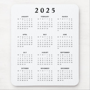 2025 Monthly Calendar Mouse Pad