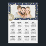 2025 Navy & Gold Custom Photo Magnetic Calendar<br><div class="desc">This 2025 year monthly calendar fridge magnet shows the days of the week for each month in easy-to-read type. The design has a navy and gold abstract pattern and is customised with your favourite photograph. Ideal for Never forget the date with this calendar right on your refrigerator or other magnetic...</div>