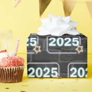 2025 Neon Sign On Brick Wrapping Paper