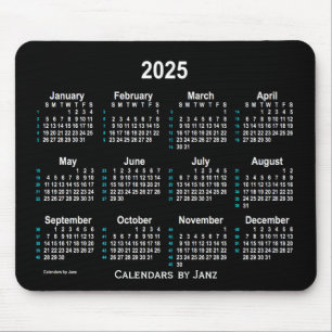 2025 Neon White 52 Weeks Calendar by Janz Mouse Pad