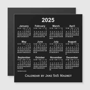 2025 Neon White Calendar by Janz 5x5 Magnet