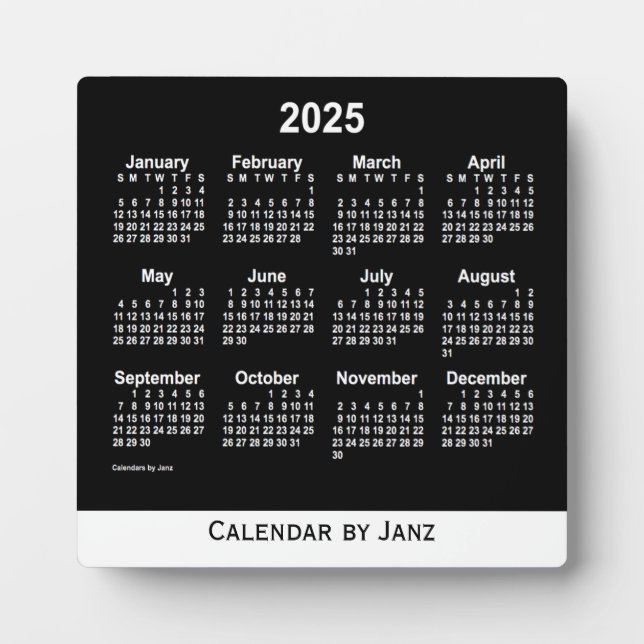 2025 Neon White Desk Calendar by Janz Plaque (Front)
