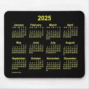 2025 Neon Yellow Calendar by Janz Mouse Pad