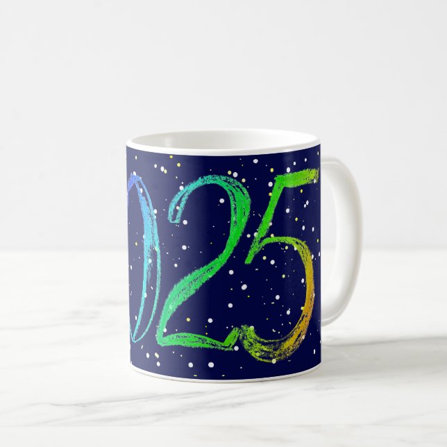 2025 new year number handdrawing greeting coffee mug (Front Right)