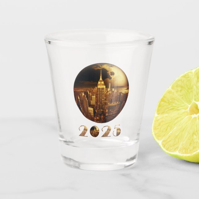 2025 New Year Party-Ball-NYC Gold- Shot Glass (Front)