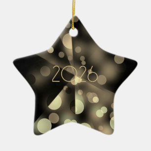 2025 new year with golden bubbles ceramic ornament