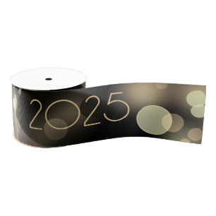 2025 new year with golden bubbles grosgrain ribbon