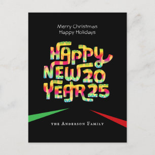 2025 New Year's Eve Modern Elegant Personalised Holiday Postcard