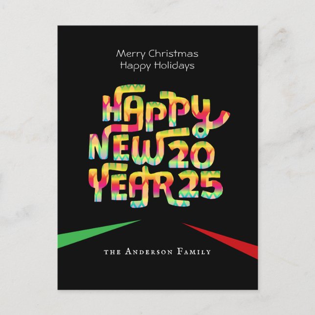 2025 New Year's Eve Modern Elegant Personalised Holiday Postcard (Front)