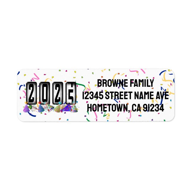 2025 New Years Odometer Return Address Label (Front)