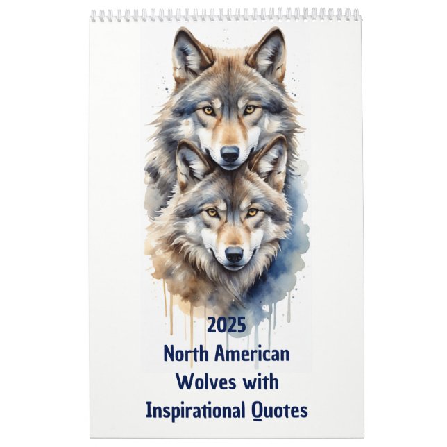 2025 North American Animal Watercolor Wolf Calendar (Cover)