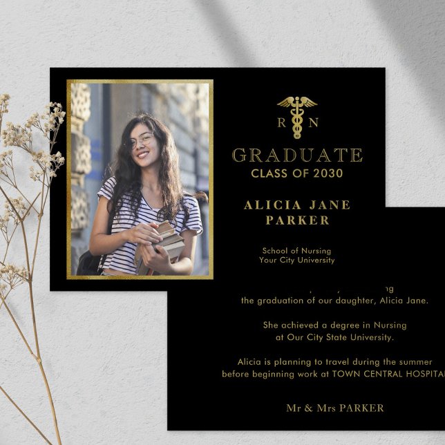 2025 Nursing school graduation gold elegant photo  (Creator Uploaded)