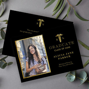 2025 Nursing school graduation gold elegant photo Announcement