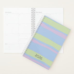 2025 Pastel Pink Blue Green Chunky Stripes Planner