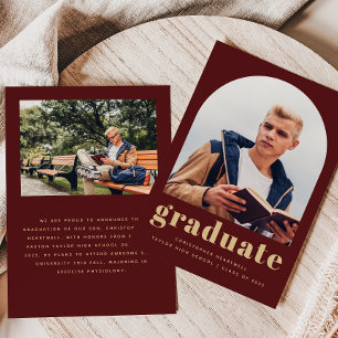 2025 Photo Arch Burgundy Gold Graduation Announcement