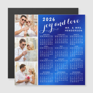 2025 Photo Calendar Fridge Magnet Blue and White