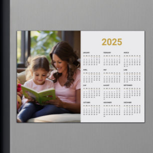 2025 Photo Calendar Full Year Gold Magnetic Card
