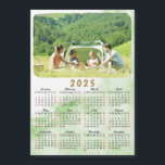 2025 Photo Calendar Magnet Green Nebula Red Black<br><div class="desc">This modern 2025 magnetic calendar is easy to customise with a personal photo. Weekend days are in red to make it easier to plan each week. Months are in script on this design. Pastel green nebula background makes it cute and stylish. Click "Personalise" ("View Product Details" / "Personalise") and change...</div>