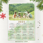 2025 Photo Calendar Magnet Green Nebula Red Black<br><div class="desc">This modern 2025 magnetic calendar is easy to customise with a personal photo. Weekend days are in red to make it easier to plan each week. Months are in script on this design. Pastel green nebula background makes it cute and stylish. Click "Personalise" ("View Product Details" / "Personalise") and change...</div>